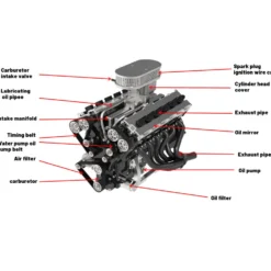 ENJOMOR V12 Engine GS-V12 72CC DOHC 4-Stroke 12-Cylinder 48-Valve Water-Cooled Electric Start Gasoline Engine Model - V12 Engine Model That Works