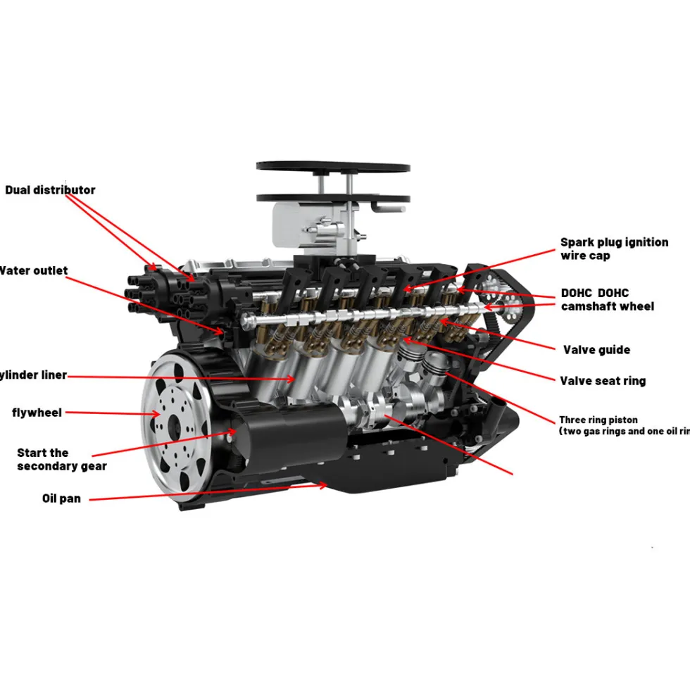ENJOMOR V12 Engine GS-V12 72CC DOHC 4-Stroke 12-Cylinder 48-Valve Water-Cooled Electric Start Gasoline Engine Model - V12 Engine Model That Works