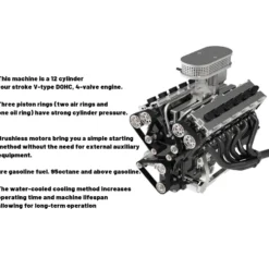 ENJOMOR V12 Engine GS-V12 72CC DOHC 4-Stroke 12-Cylinder 48-Valve Water-Cooled Electric Start Gasoline Engine Model - V12 Engine Model That Works