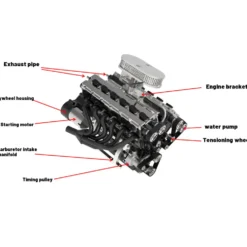 ENJOMOR V12 Engine GS-V12 72CC DOHC 4-Stroke 12-Cylinder 48-Valve Water-Cooled Electric Start Gasoline Engine Model - V12 Engine Model That Works