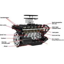 ENJOMOR V12 GS-V12 72CC DOHC Gasoline V12 Engine Model That Works with Starter Kit