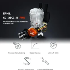 EPHIL XG-38cc-R Pro Electric Starter Glow Plug Two-Stroke Single Cylinder Side Exhaust Gasoline Engine Model for Fixed-Wing Aircraft Models