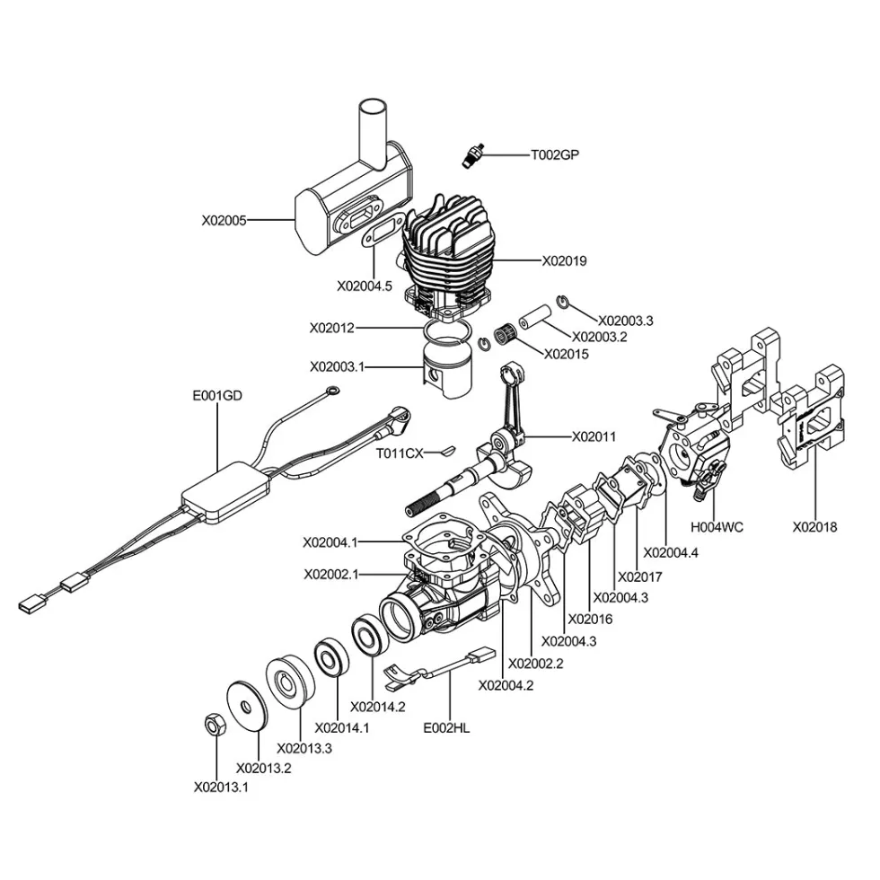 EPHIL XG-20cc-S Glow Plug Two-Stroke Single Cylinder Gasoline Engine Model for Fixed-Wing Aircraft Models