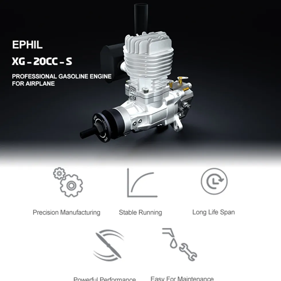 EPHIL XG-20cc-S Glow Plug Two-Stroke Single Cylinder Gasoline Engine Model for Fixed-Wing Aircraft Models