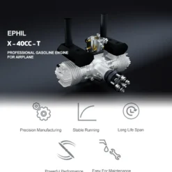 EPHIL XG-40cc-T Two-Stroke Twin-Cylinders Horizontally Opposed Gasoline Engine Model for Fixed-Wing Aircraft Models