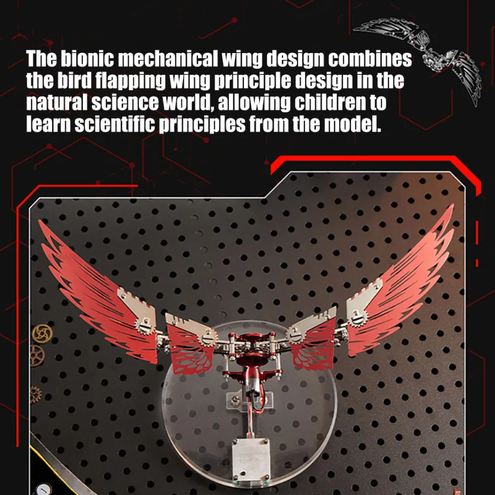 Flaming Shadow 3D Metal Mechanical Ornithopter Assembly Model Kit with Mechanical Transmission