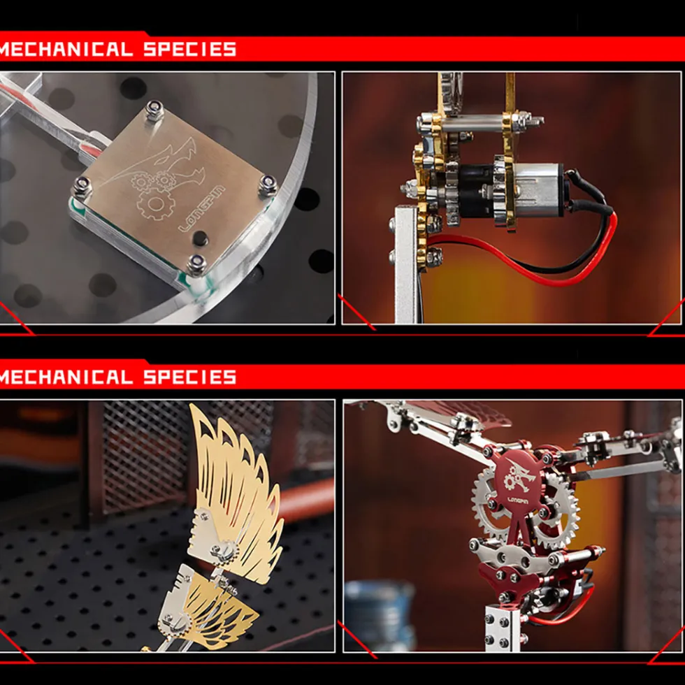 Flaming Shadow 3D Metal Mechanical Ornithopter Assembly Model Kit with Mechanical Transmission