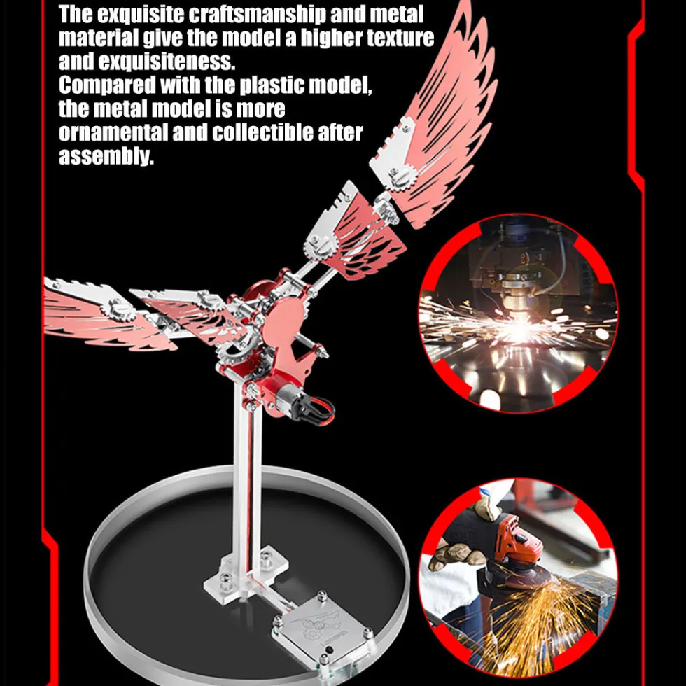 Flaming Shadow 3D Metal Mechanical Ornithopter Assembly Model Kit with Mechanical Transmission