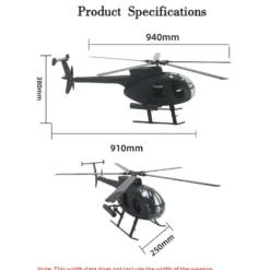 FLISHRC FL500 AH-6 Little Bird 500-Class 2.4G 6CH Scale RC Helicopter Model with L7 Flight Controller and 4-Mode Positioning GPS RTF