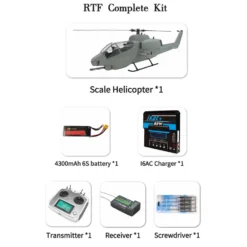 FLISHRC FL500 Bell AH-1 Cobra 500-Class 2.4GHz 6CH Scale RC Helicopter with L7 Flight Controller, 4-Mode GPS Positioning, Realistic Cockpit – RTF Remote Control Helicopter