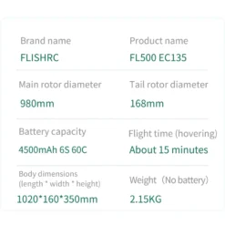 FLISHRC FL500 EC135 500-Class 2.4GHz 6CH Scale RC Helicopter – L7 Flight Controller & 4-Mode GPS Precision Positioning (RTF)