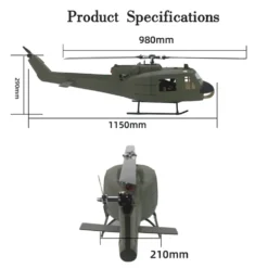 FLISHRC FL500 UH-1 Huey 500-Class 2.4G 6CH Scale RC Helicopter with L7 Flight Controller & 4-Mode GPS Positioning