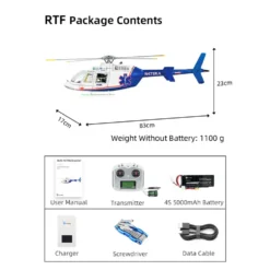 FLYWING BELL-407 470 Size 2.4G 6CH Military RC Helicopter Model With ACE Flight Controller, GPS, Quick Release Rotors and Adjustable Left/Right-Handed Controls (RTF Version)