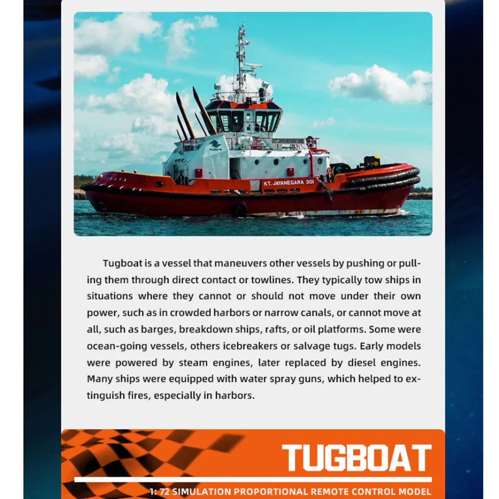 1/72 2.4Ghz RC Electric Tugboat Model RTR Version