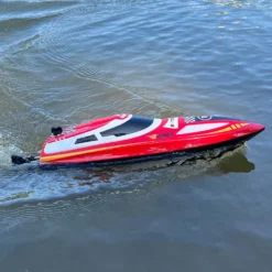 2.4GHz Remote Control Speedboat - 30KM/H High-Speed Electric Racing Boat with LED Night Lights