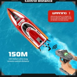 2.4GHz Remote Control Speedboat - 30KM/H High-Speed Electric Racing Boat with LED Night Lights