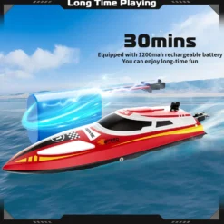 2.4GHz Remote Control Speedboat - 30KM/H High-Speed Electric Racing Boat with LED Night Lights