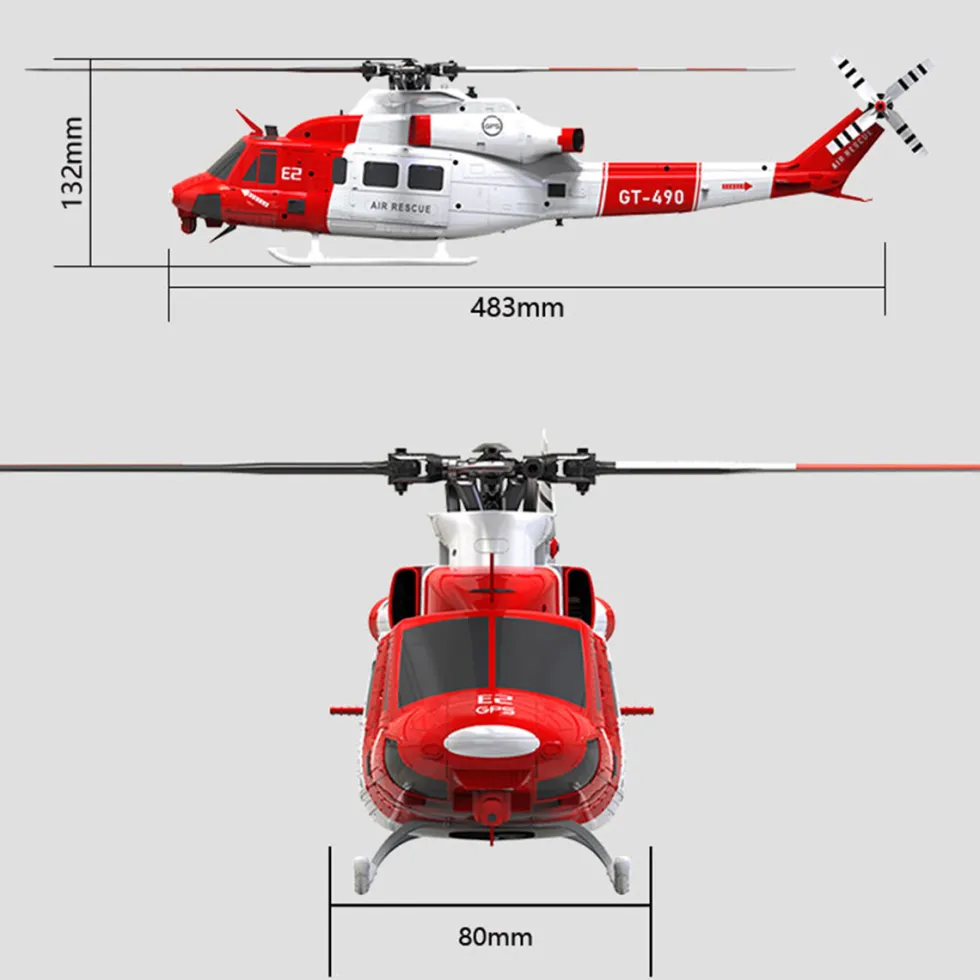 GOOSKY E2 UH-1Y 2.4G 6CH Dual Brushless Direct Drive RC Rescue Simulation Helicopter Model with Lidar positioning