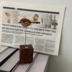 Handcrafted Wooden Long-Tailed Tit Bird Model - Desktop Stress Relief Display