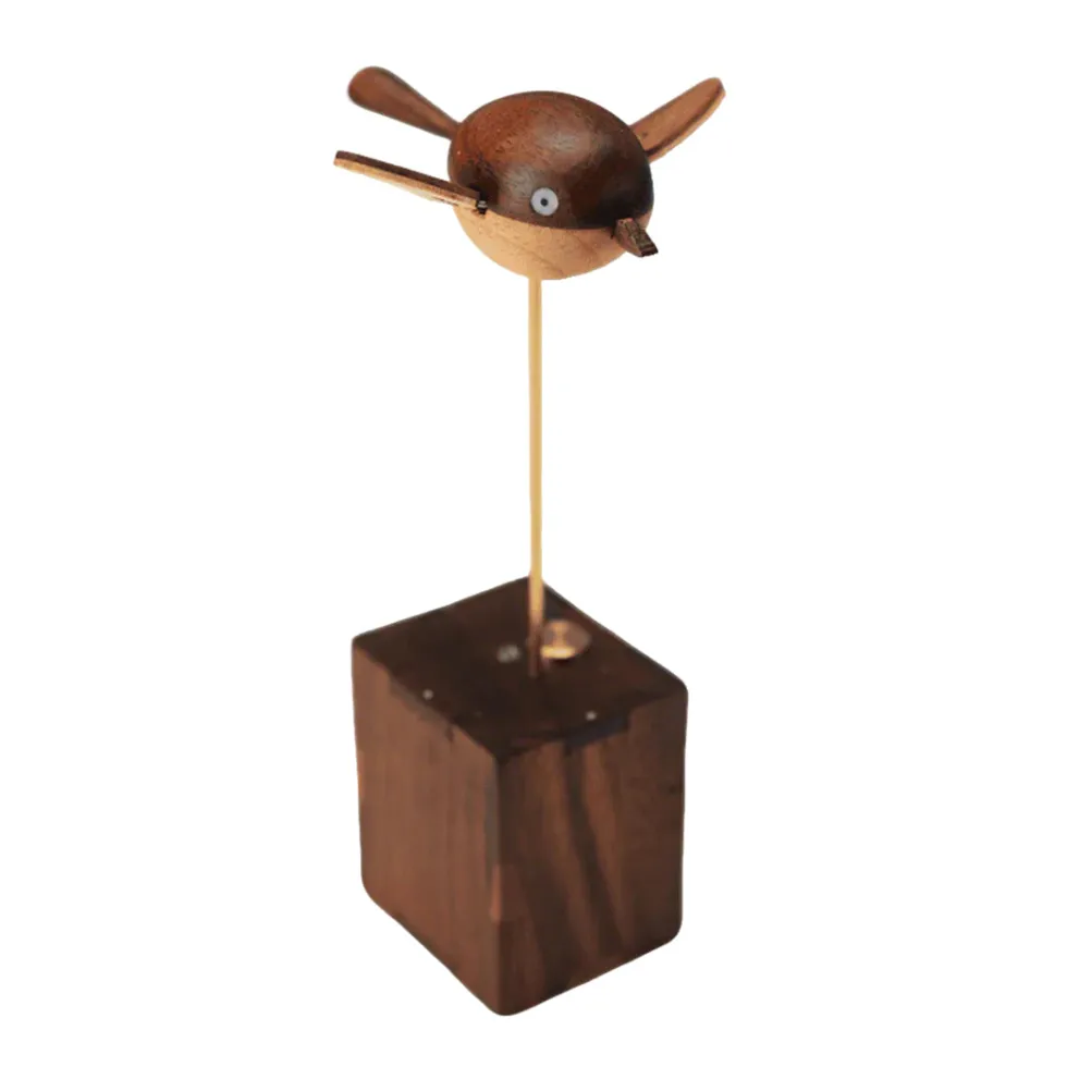 Handcrafted Wooden Long-Tailed Tit Bird Model - Desktop Stress Relief Display