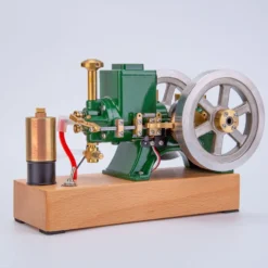 Hit and Miss Engine that Works - ENJOMOR 6cc Antique 4-Stroke Gas IC Engine Green Horizontal Stationary Engine with Ignition Device and Stand