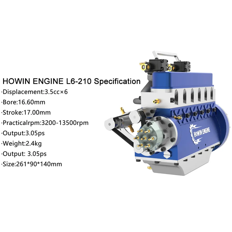 HOWIN L6-210 Engine 1/8 Scale 21cc Mini Inline 6 Cylinder 4 Stroke Water-cooled L6 Gasoline Engine Model Kit