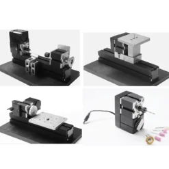 4 In 1 Micro Machine Tool DIY Assembly Kit (100PCS+) - Wire Saw Wood Lathe Sand Mill Handheld Machine Tool Model Kit