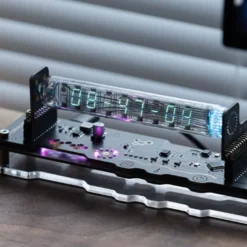 IV18 Vacuum Fluorescent Tube Clock - Cyberpunk NIXIE Tube Decor, RGB Glowing Display for PC Gaming Setup