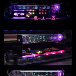 IV18 Vacuum Fluorescent Tube Clock - Cyberpunk NIXIE Tube Decor, RGB Glowing Display for PC Gaming Setup