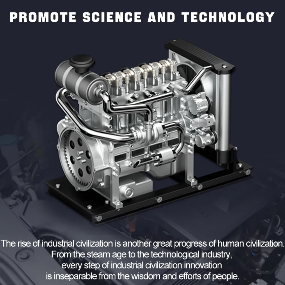 L4 Diesel Engine Model Kit that Works - Build Your Own Diesel Engine - TECHING 1: 10 Full Metal Mini L4 4 Cylinder Engine OHV Inline 4 Cylinder Engine Model Kit 300+PCS