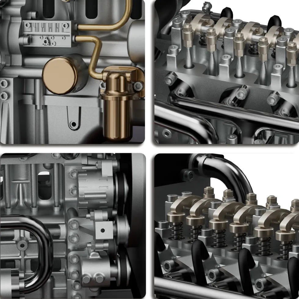 L4 Diesel Engine Model Kit that Works - Build Your Own Diesel Engine - TECHING 1: 10 Full Metal Mini L4 4 Cylinder Engine OHV Inline 4 Cylinder Engine Model Kit 300+PCS
