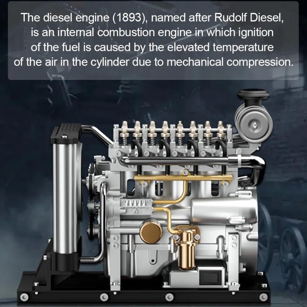 L4 Diesel Engine Model Kit that Works - Build Your Own Diesel Engine - TECHING 1: 10 Full Metal Mini L4 4 Cylinder Engine OHV Inline 4 Cylinder Engine Model Kit 300+PCS