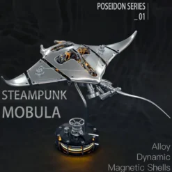 Manta Ray Mechanical Marine Biological 3D Metal Assembly Model with Lights