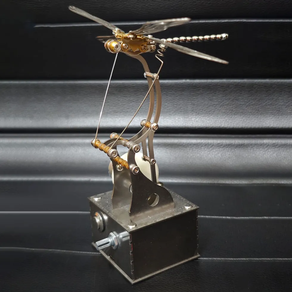 Mechanical 3D DIY Dynamic Dragonfly Metal Model Building Kit – Bionic Kinetic Art Sculpture(Finished Version)