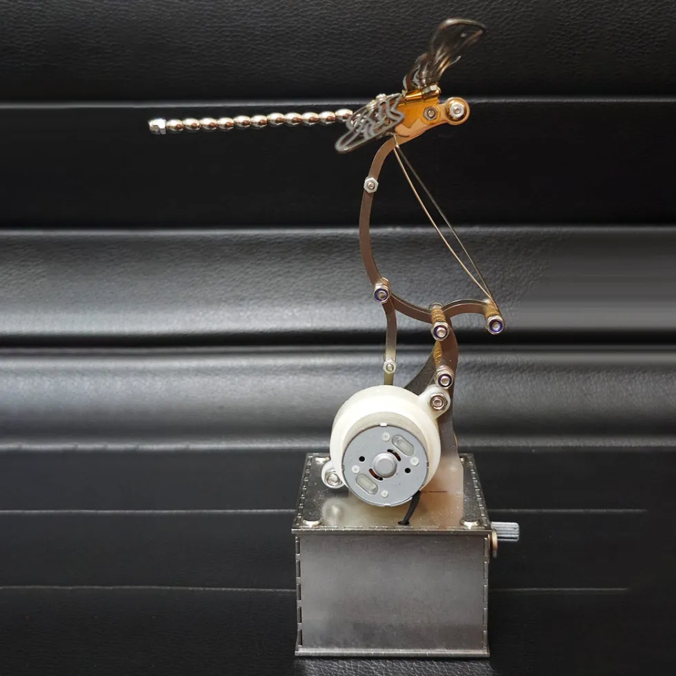 Mechanical 3D DIY Dynamic Dragonfly Metal Model Building Kit – Bionic Kinetic Art Sculpture(Finished Version)