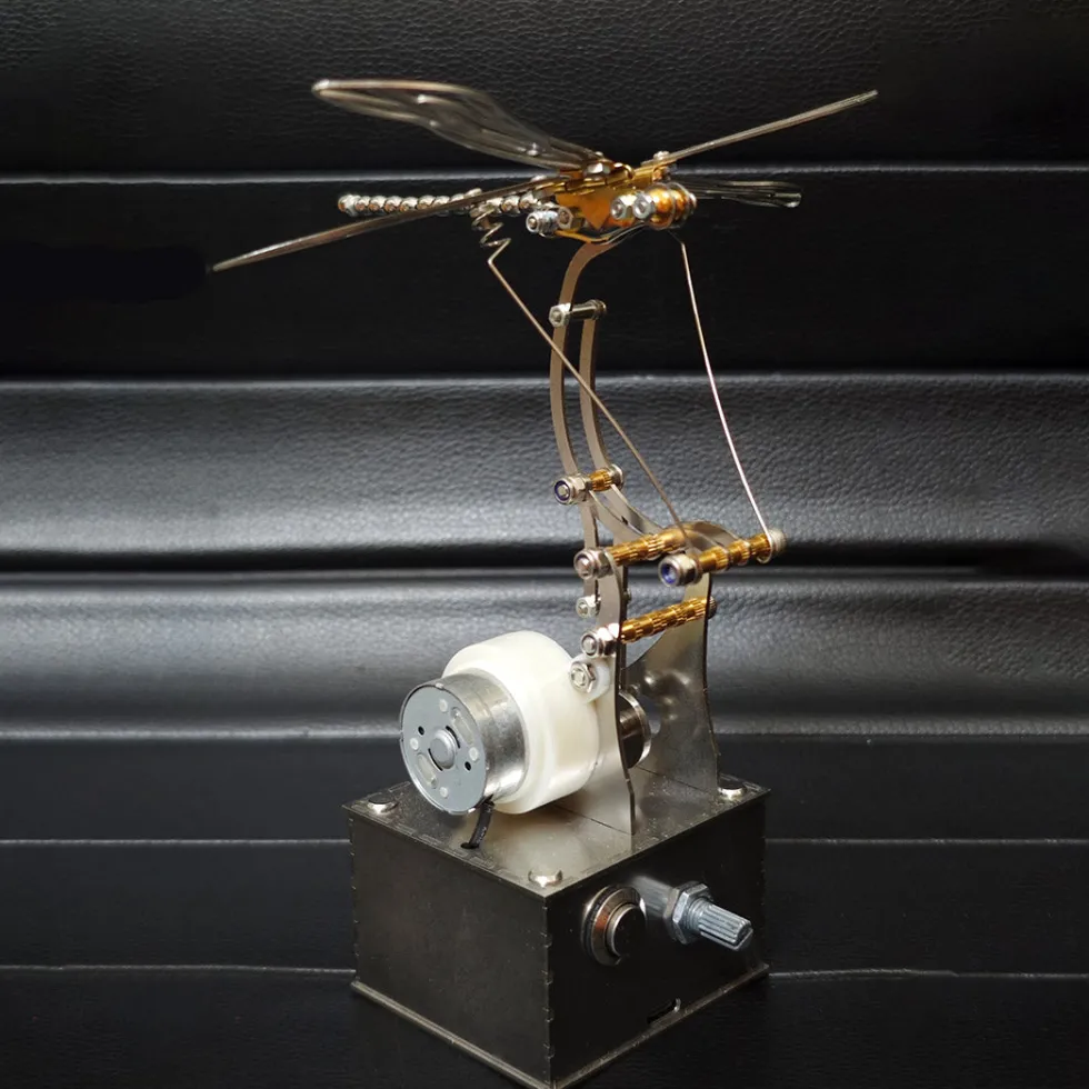 Mechanical 3D DIY Dynamic Dragonfly Metal Model Building Kit – Bionic Kinetic Art Sculpture(Finished Version)