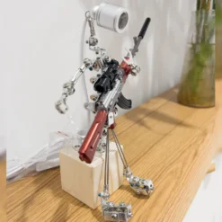 Metallic Silver Large 3D Steampunk DIY Robot Lighting with Weapons