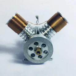 Metal Mini V Type Double-cylinder V2 Electromagnetic Engine Model Operable Engine Physics Science Experiment Toy (6-12V Supply Voltage)
