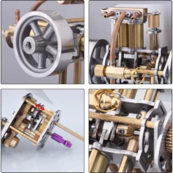 Mini Horizontally Opposed 4-Cylinder Steam Engine Model With Gearbox For Small Steam Model Ship