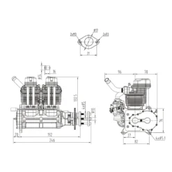 NGH GF60i2-E 60cc Inline Twin-Cylinder Four-Stroke Air-Cooled Gasoline Engine Model with Electric Starter for Fixed-Wing RC Airplanes