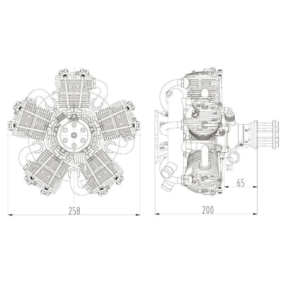 NGH GF150R5 150cc Radial Engine Five-cylinder Four-stroke Air-cooled Gasoline Engine Model for Fixed-Wing RC Airplanes