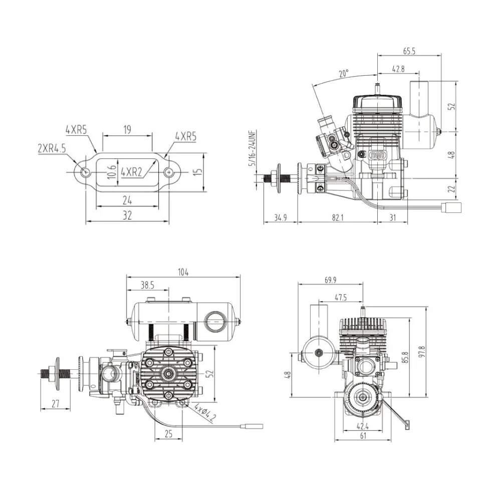 NGH GT17-Pro 17cc Single-Cylinder Two-Stroke Air-Cooled Gasoline Engine Model for Fixed-Wing RC Airplanes