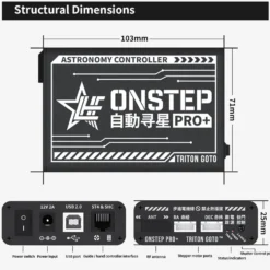 ONSTEP Auto GOTO Upgrade Kit PRO+, 12V DC 5.5×2.1 Input, Comaptible with EO3D/EXOS2 Equitorial Mount