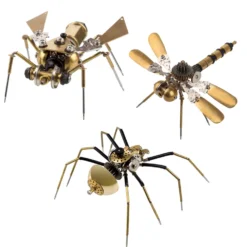 250+Pcs Mechanical Metal Model Kit Assembly Toy - (Spider + Dragonfly + Wasp)