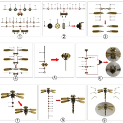 80Pcs Steampunk Insect Metal Model Kits Mechanical Crafts for Home Decor - Dragonfly