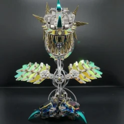 Piranha Plant Flower 3D Metal Mechanical Puzzle Model Kit with LED Lights-400 Pieces