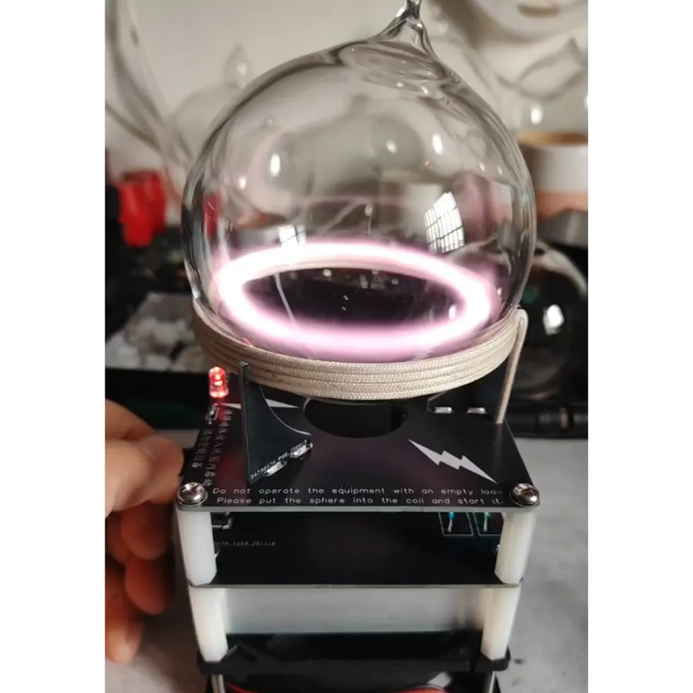 Plasma Energy Light Sphere, Magnetic Field Neon Gas Display Lamp Ring Plasma Sphere-Interactive Science Desk Toy