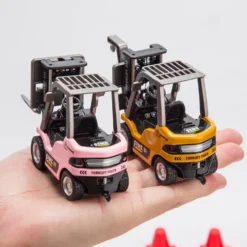 RC Forklift Remote Control Forklift With Flatbed Trailer Pullback Car 1/64 Scale 2.4G Kids Toy
