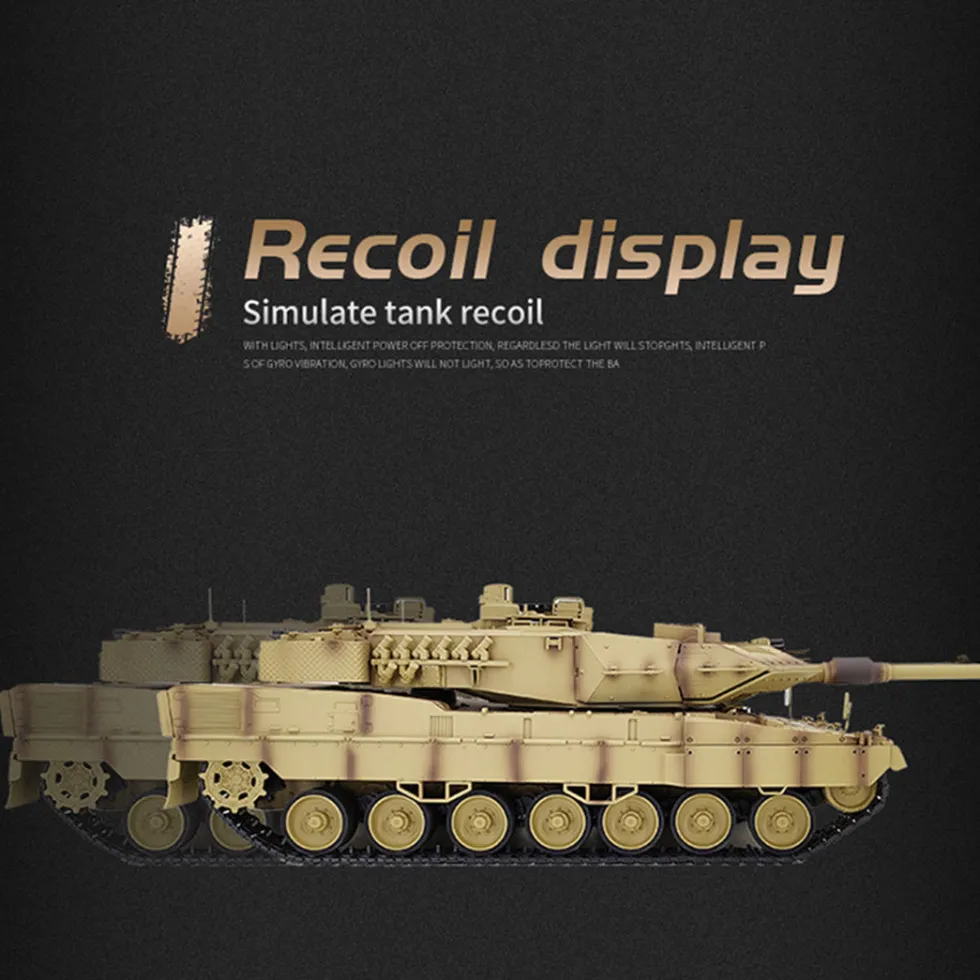 1/16 RC Tank 2.4G German Leopard 2A7 Main Battle Tank Vehicle Model Toys with Lights&Sounds (Basic Version)
