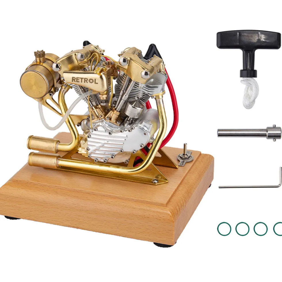 RETROL 4.2CC V-Twin Double-cylinder Four-stroke Gasoline Engine Internal Combustion Engine Model for Motorcycle-Gift Collection